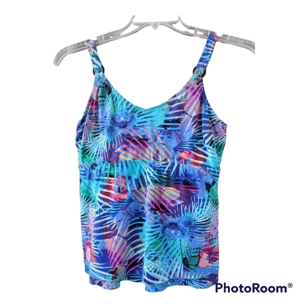 Christina tropical floral tankini top, size 10D EUC